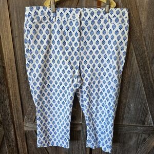 Talbots Pants Women's Size 12P Blue & White Print Capri Perfect Skimmer Cropped
